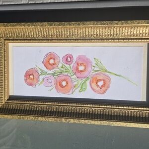 Floral Watercolor Art in Gold Frame